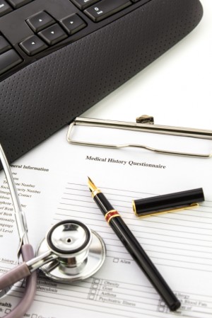 Medical history questionnaire clipboard